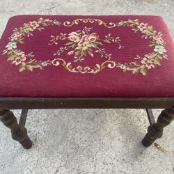 Antique Floral Design Wooden Stool/Bench