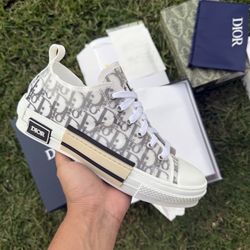 White And Gray Dior Converse Shoes