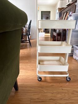 White 3-Tier Metal Rolling Cart