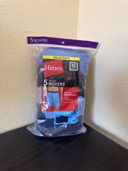 NEW Hanes Men’s XL 5-Pack Boxers Cool Comfort Tagless