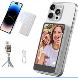 Xview M4 Phone Vlog Selfie Monitor Screen for iPhone Rear Camera Magnetic Selfie Monitor for Live Streaming,TikTok,Compatible with iOS Android,Vloggin
