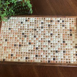 Vintage Folk Art Mosaic Tile Cutting Board
