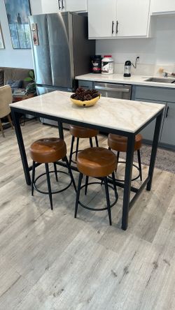 Marble Table & Stool Set