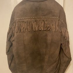 Brown Leather Jacket With Fringe NEW Medium 