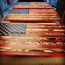 Hand Made Rustic Wooden American Flag