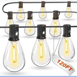  120FT LED Outdoor String Lights with 30+2 Edison Shatterproof Waterproof Bulbs, 2700K Commercial Grade Patio Lights, Heavy Duty Outside Hanging Outdo