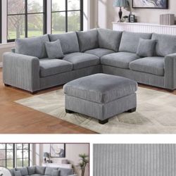 3pc Sectional With Ottoman Set 