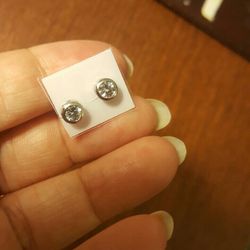 Real silver Zircon diamond Small Stud earrings 
