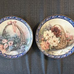 Basket bouquet Collectible Plate Design  by Lena Liu Technique: Overglaze-decoration
