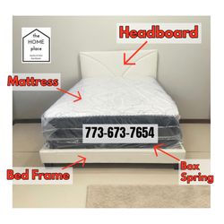 Comfy & Elegant Queen Bed Frame 🚨 Includes Mattress & Box Spring for ONLY $349. Ready for Delivery Today 🚛