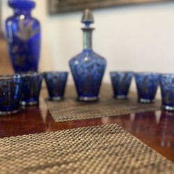 ANTIQUE COBALT BLUE SILVER 