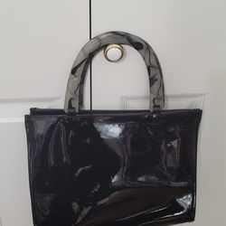 Neiman Marcus Black Patent Leather Tote Bag 