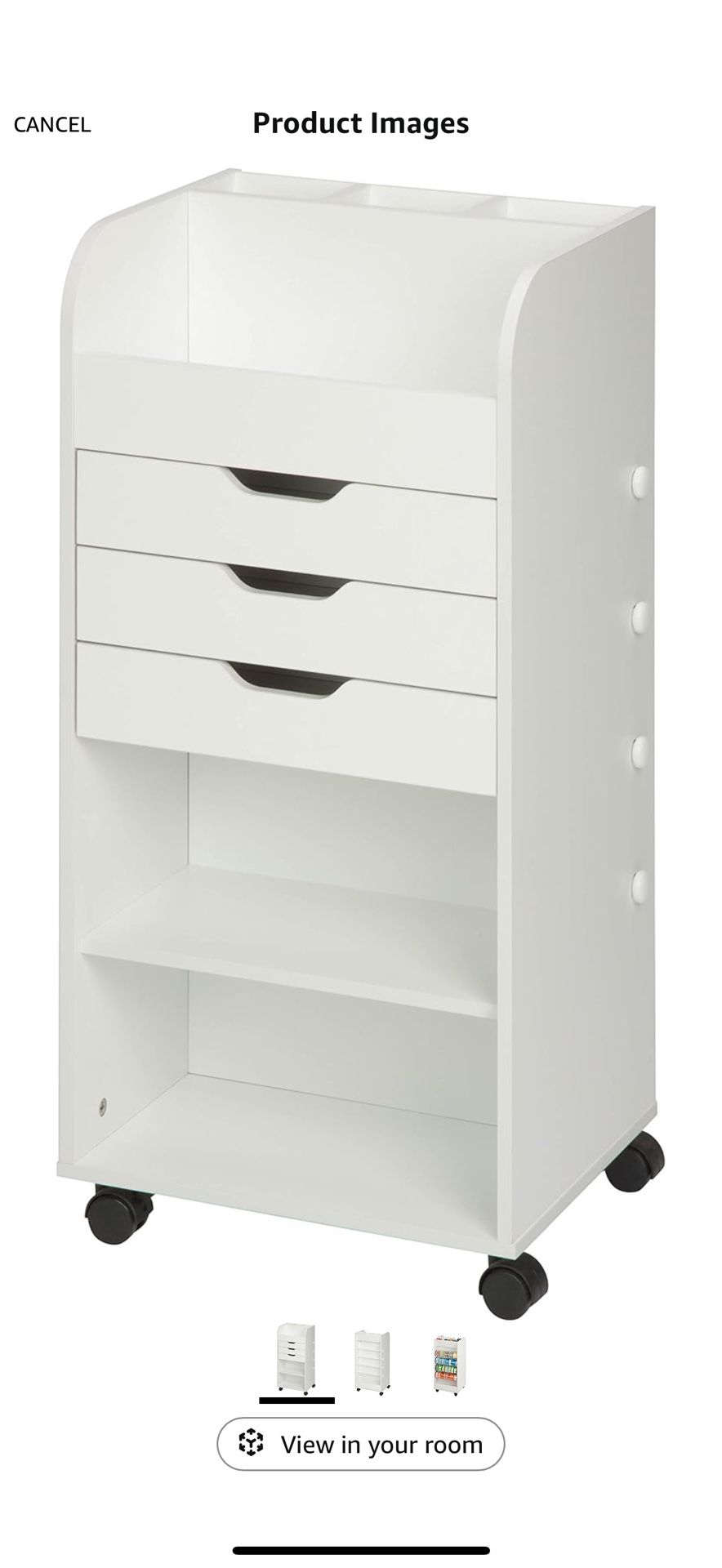 3-Drawer Craft Storage Cart CRT-06345 White 15.91" x 33.62"