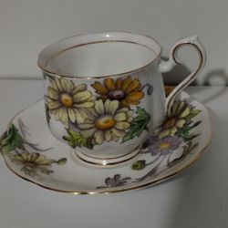 50's ROYAL ALBERT BONE CHINA FLOWER OF THE MONTH DAISY CUP & SAUCER SET  - S92