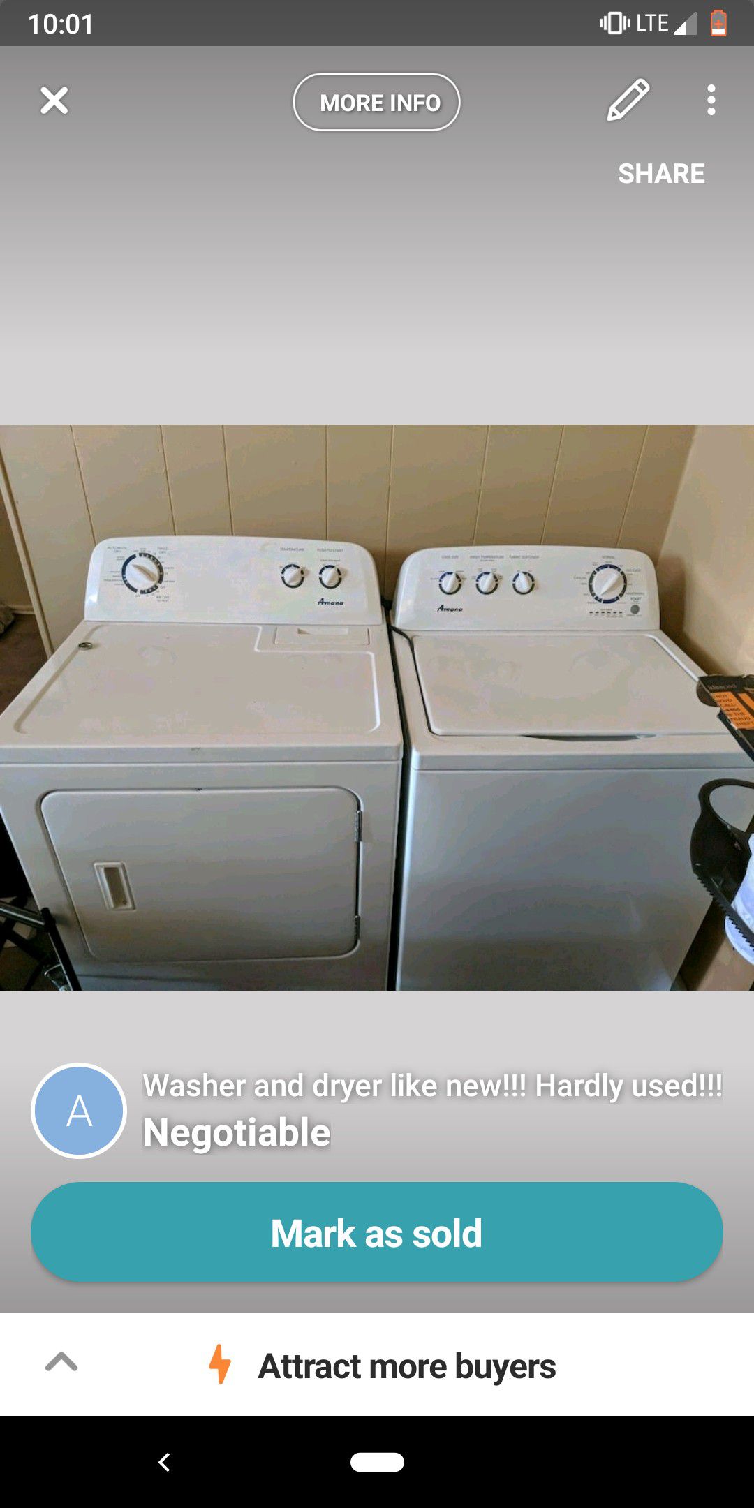 Washer and dryer practically new only used for like a year in storage since!!!