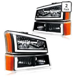 New in box-DimFlux LED DRL Headlight,Compatible with 2003-2006 Chevy Silverado 1HD 2500HD 3500/2003-2006 Avalanche, without Factory Cladding M