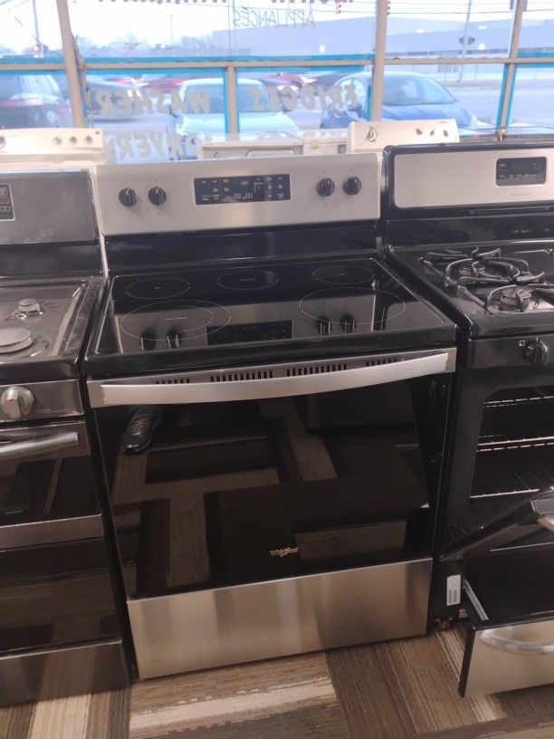 Whirlpool 5 Burner Stainless Steel 30" Electric Glass Top Stove . Free Warranty! Delivery Available! Financing Available