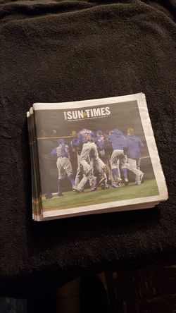 Authentic Chicago cubs world series winners Sun-times can ship
