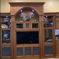 Huge Solid Cherry Wood Entertainment System 