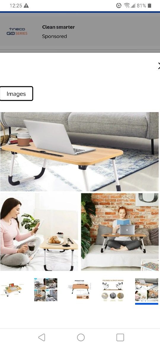 Foldable Lap Desk, 23.6 Inch Portable Wood Laptop Desk Table Workspace Office Organizer Bed Sofa Tray with Slots/Cup Holder,  Anti-Slip for Read