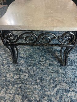 Marble Top Wrought Iron Coffee Table