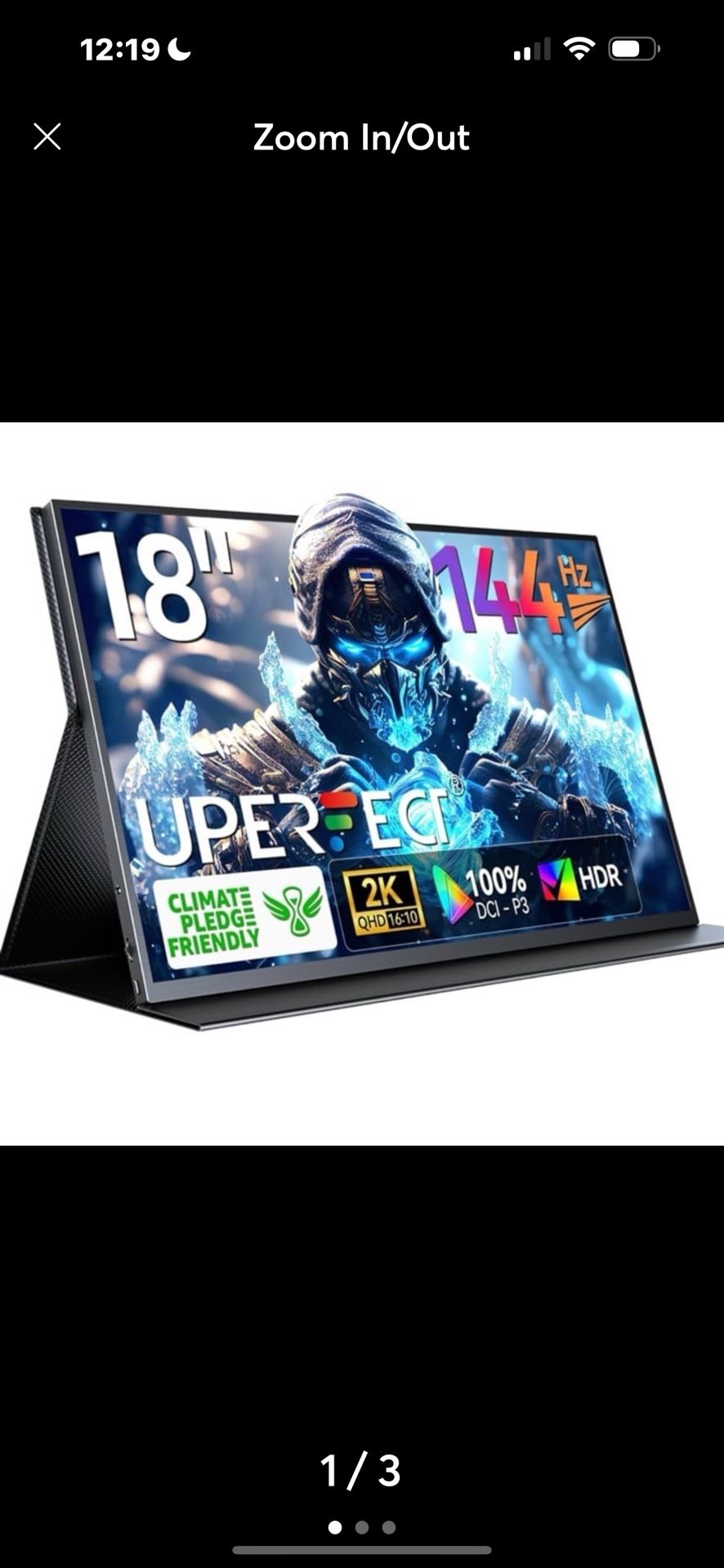 UPERFECT 2K 144Hz Portable Gaming Monitor 18"