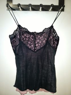 Pink and black lace Cami tank top women's small