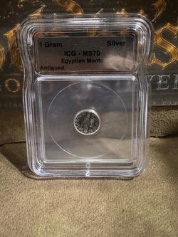 ICG MS70 Egyptian Montu 1 Gram .999 Fine Silver Round - Antiqued Variety