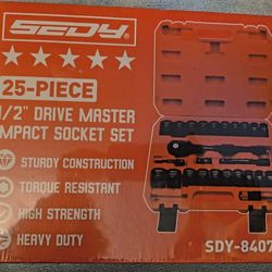 New Sedy 25pc 1/2in Drive Master Impact Socket Set Asking 60$ 