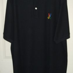 Psycho Bunny Warwick Sport Black Polo Shirt Men's Size XLT. 