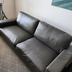 Faux Leather Couch Gray
