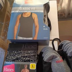 New Sold As Set Hanes Tanks Boxers Socks