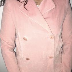 Ellen Tracy Pink Velour Waist Jacket
