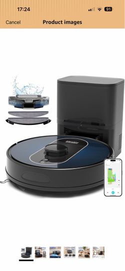 Robot Vacuum and Mop Combo, 6000Pa Robotic Vacuum with Mapping, Self-Emptying Station for 90 Days Hands-Free, LiDAR Navigation, Wi-Fi/App/Alexa Voice 