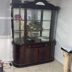 Victorian Display Case 7ft Hutch Cabinet with Glass Doors