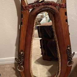 Horse Harness Yoke/collar Mirror With Wood Hames 