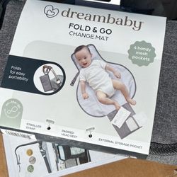 Dreambaby Fold & Go Portable Diaper Changing Pad with Pockets for Diapers & Wipes