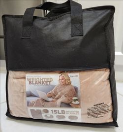 New Kingworth 15lb Reversible Weighted Blanket with Arm Slits and Neck Cutout.