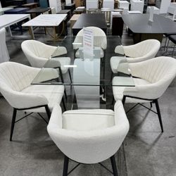 Modern Dining Table With 6 Chairs / Mesa De Comedor Moderna Con 6 Sillas
