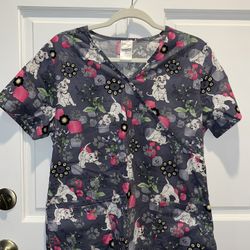 Disney Dalmatian Women’s Scrub Top Size Medium