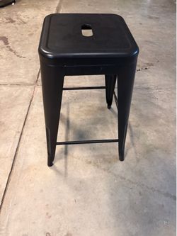 Industrial Metal Counter Stool – 24” Height – Black