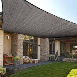 NEW 8' x 12' Rectangle Dark Grey Sun Shade Sail Canopy UV Block Cover Outdoor Patio Garden Backyard Dark Grey