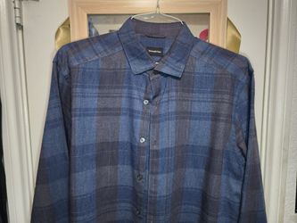 Zegna mens shirt Size XL Extra Large luxury designer brush cotton plaid blue brown