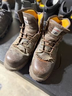 Brown Leather Lace-Up Work Boots