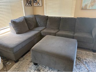 Grey Sectional Sofa with Chaise and Ottoman