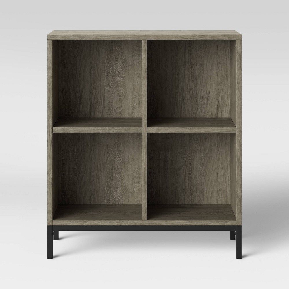 34" Loring 4 Cube Bookcase Gray - Threshold