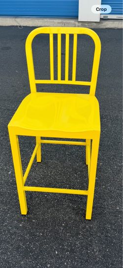 Counter Height Yellow Metal Chairs