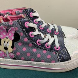 Disney Minnie Mouse girls size 11 high top sneakers shoes 