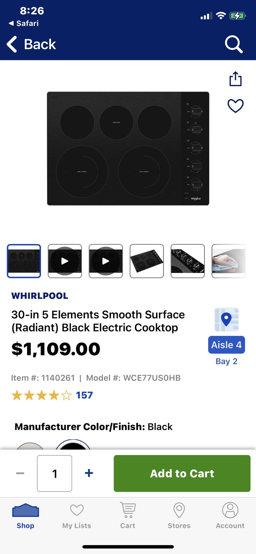 NEW WHIRLPOOL 30” ELECTRIC 5 ELEMENT RADIANT COOKTOP. 3 YEAR EXTENDED WARRANTY FULLY TRANSFERABLE INCLUDED 2/12/23