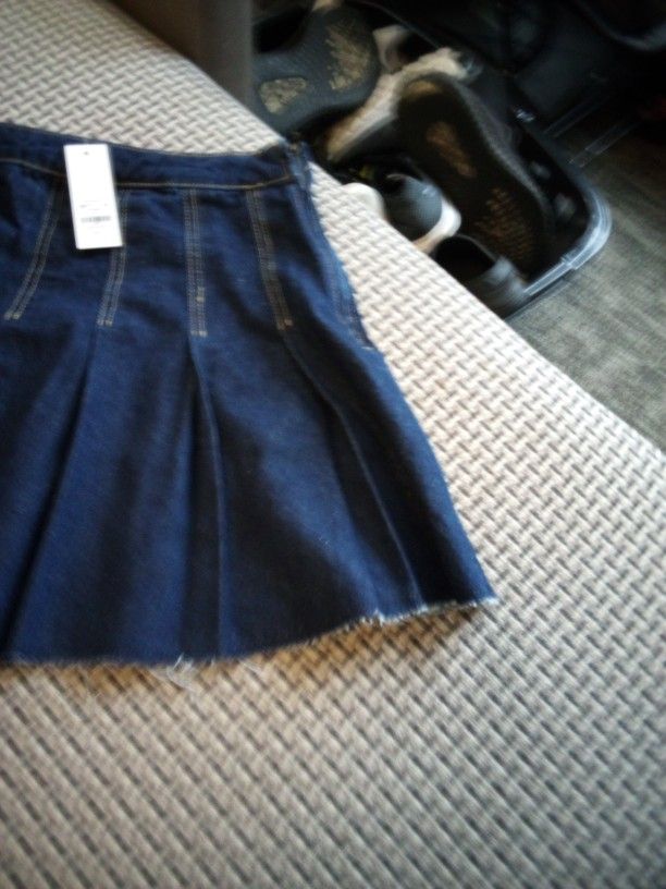 Francesca's Pleated Jean Skirt